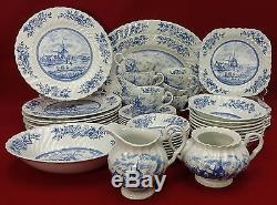 Johnson Brothers China Tulip Time Blue England 53 Piece Set Service For Eight 8