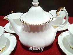 11 PC Set- Royal Albert White Gold Bone China Val DOr England Tea Set WithTeapot