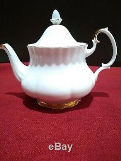 11 PC Set- Royal Albert White Gold Bone China Val DOr England Tea Set WithTeapot