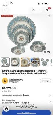 116 Pc. Authentic Wedgwood Florentine Turquoise Bone China. Made In England