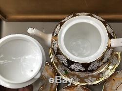 11pc Vintage Queen Anne Tea Set, Gilt Rose Heavy Gold England Bone China