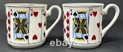 12 PC. Set TIFFANY & CO Bone China ELIZABETHAN Playing Cards Demi Cups & Saucers