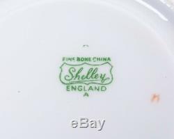 12-pc Set Shelley Fine Bone China England Teacup & Saucer White Fluted Gold Trim