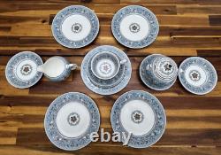 14-pieces Set Wedgwood Florentine Turquoise W2714 Bone China, England