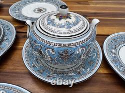 14-pieces Set Wedgwood Florentine Turquoise W2714 Bone China, England