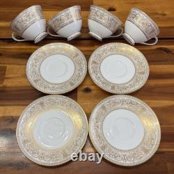 16pc Royal Doulton Sovereign H4973 English Fine Bone China 4 Place Set Gold EUC