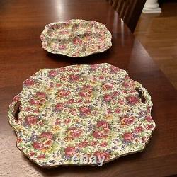 1930's Royal Winton summertime chintz china set of 2 serving dishes