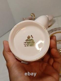 1940s 15 PC TUSCAN ASHLEY CHINA PINK GOLD Tea SET 22K Plates Cups Pot Creamer