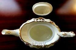 1940s England Hammersley Bone China Golden Floral Teapot Creamer Sugar Set MINT