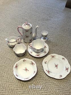 1950's Shelley England RARE PINK FLORAL 8pc Tea Set Egg Cup, Tea Pot, Cup, Etc