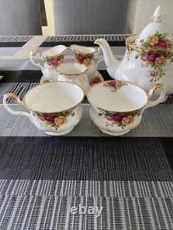 1962 Royal Albert Old Country Roses Large Teapot Tea Pot 9 Pieces Set