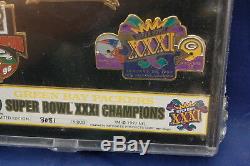 1997 Super Bowl XXXI Green Bay New England 5 Pin Set #3081/5000 Sealed