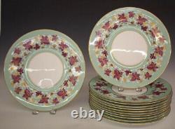 20th Century Set of 12 Floral Royal Worcester Dinner Plates England Bone China