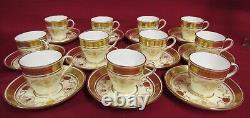 22 Piece Minton China G6180 Gold Encrusted Demitasse Cup and Saucer Set MINT