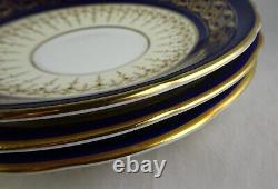 3 Aynsley English Bone China 7601 Cobalt & Heavy Gold Tea Cup & Saucer Sets