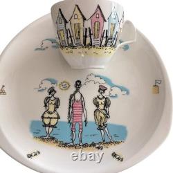 (3) Vintage Maureen Tanner Gay Nineties Snack Set Foley Bone China England