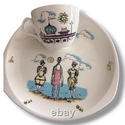 (3) Vintage Maureen Tanner Gay Nineties Snack Set Foley Bone China England