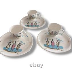 (3) Vintage Maureen Tanner Gay Nineties Snack Set Foley Bone China England