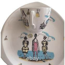 (3) Vintage Maureen Tanner Gay Nineties Snack Set Foley Bone China England