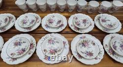 30pc Vtg Aynsley #2383 Fine Bone China Set, Pastel Floral Crocus, Gold Trim, EUC