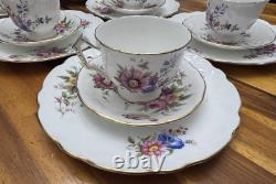 30pc Vtg Aynsley #2383 Fine Bone China Set, Pastel Floral Crocus, Gold Trim, EUC