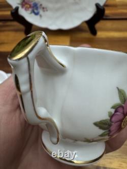 30pc Vtg Aynsley #2383 Fine Bone China Set, Pastel Floral Crocus, Gold Trim, EUC