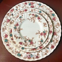 32-pc Minton China Ancestral pattern 1793 Plate Sets, Made In England, A1556