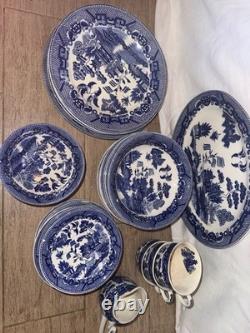 35 Piece Elegant Blue Willow China Tea Set- Made In England