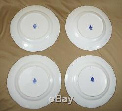 4 Lunch Dessert Sets MINTON China QUINTON GROUPS Blue Floral BUTTERFLY ENGLAND