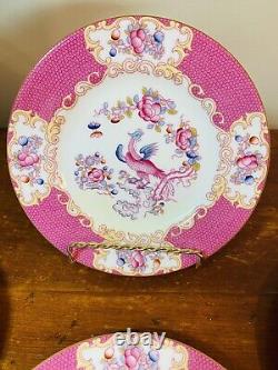 4 MINTON England Pink Gold Cockatrice 6.5 INCH Bread & Butter PLATES Wreath RARE