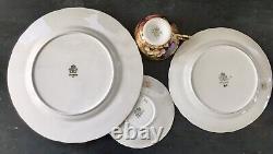 4 PC SET AYNSLEY GOLD BONE CHINA ORCHARD FRUIT Dinner, Dessert Plates Cup, Saucer