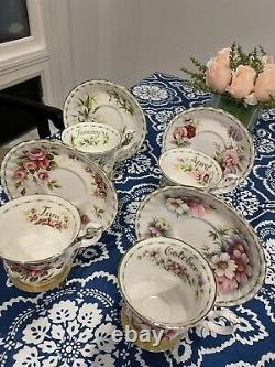 4 Sets Of Royal Albert Bone China Tea Cup and Saucer- Flower Of The Month