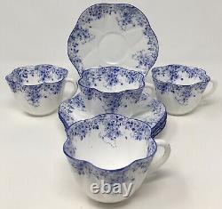 (4) Sets Shelley Dainty Blue Fine Bone China Tea Cups & Saucers England 051/28