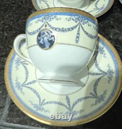 4 Sets Wedgwood England MADELEINE Bone China Footed Tea CUP & SAUCER