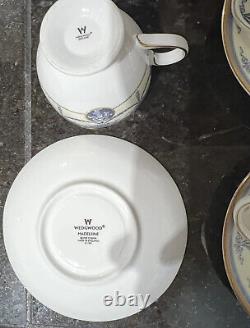 4 Sets Wedgwood England MADELEINE Bone China Footed Tea CUP & SAUCER