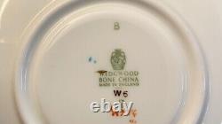 4 WEDGWOOD Bone China England Turquoise FLORENTINE Cups & Saucers W 2714