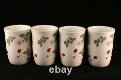 4 Wedgwood China Wild Strawberry Tall Coffee Cup Mugs Fine Bone China England