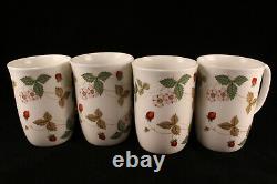 4 Wedgwood China Wild Strawberry Tall Coffee Cup Mugs Fine Bone China England