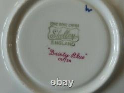 4 pc Shelley Dainty Blue Fine Bone China Tea Cup, Saucer, Creamer & Sugar Sets