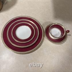 5 Pc Wedgwood Bone China England Ruby Ulander Dinner Plate Place Setting W1813