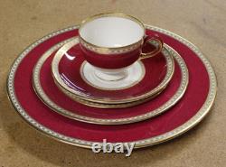 5 Pc Wedgwood Bone China England Ruby Ulander Dinner Plate Place Setting W1813