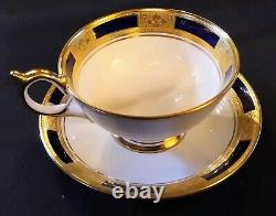 5-pcs Dinner Place Setting AYNSLEY EMPRESS COBALT Bone China Plates Cup Saucer