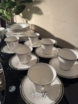 54 piece Royal Doulton H 5023 Bone China Dinner Set White/Silver England