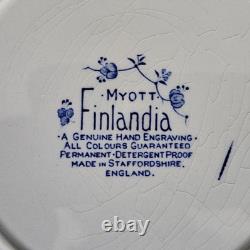 58 Vintage Myott Finlandia Staffordshire England Blue Cups Plates Bowls FREESHIP