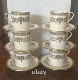 6 AYNSLEY HENLEY Demitasse Cup Saucer Tea Set Bone China England NEW