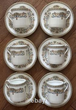 6 AYNSLEY HENLEY Demitasse Cup Saucer Tea Set Bone China England NEW