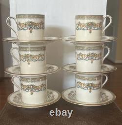 6 AYNSLEY HENLEY Demitasse Cup Saucer Tea Set Bone China England NEW