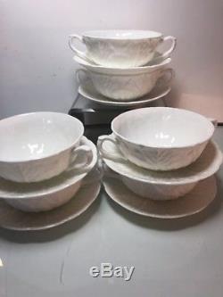 6 Coalport Countryware England Cream Soup Bowl & Saucer White Bone China Set 2