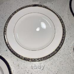 6 Pc Royal Worcester China England Mountbatten Cobalt Blue & Gold Dinner Setting