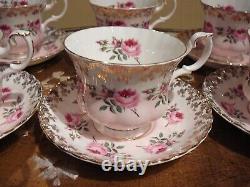 6 Royal Albert Bone China Bridesmaid Teacup & Saucer Sets Pink Roses England